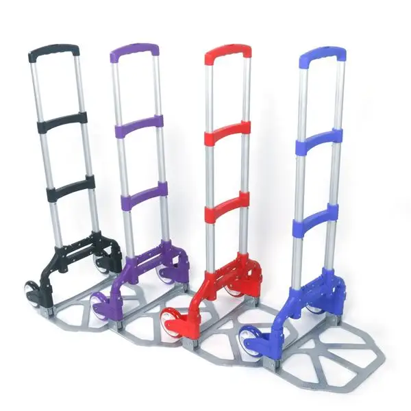 Portable Aluminium Cart Folding Dolly Push Truck Hand Collapsible Trolley Luggage Red view 5