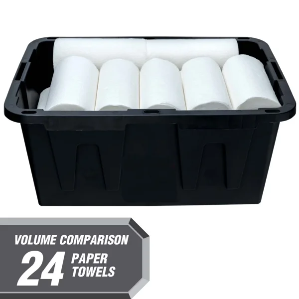 (6 pack)27 Gallon Large Storage Bin with Snap Lid, Black and Red, Heavy Duty Plastic Storage Container view 2