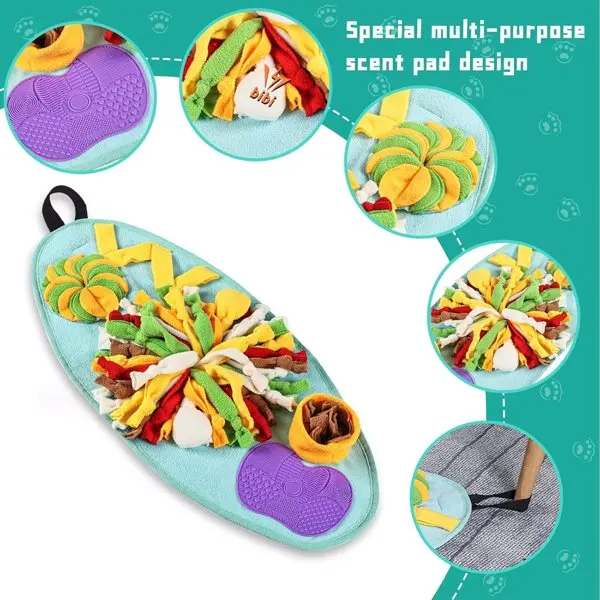 Dog snuff pad dog interactive toy small dog rich toy dog sniffing pad dog puzzle toy small dog licking pad squeaking dog toy natural foraging skills (blue)