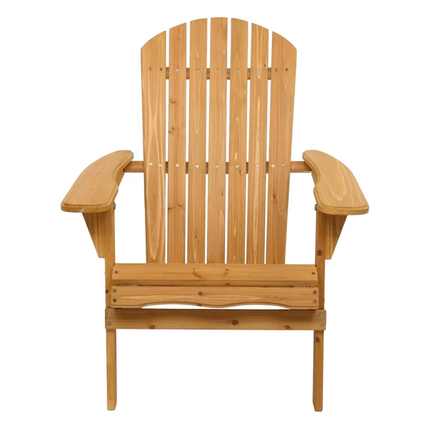 [Replace 54610110]Folding Wooden Adirondack Lounger Chair with Natural Finish view 4