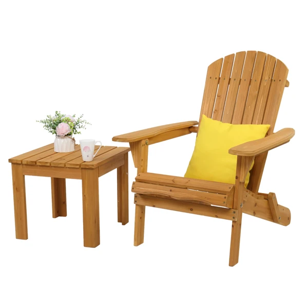 [Replace 54610110]Folding Wooden Adirondack Lounger Chair with Natural Finish view 6