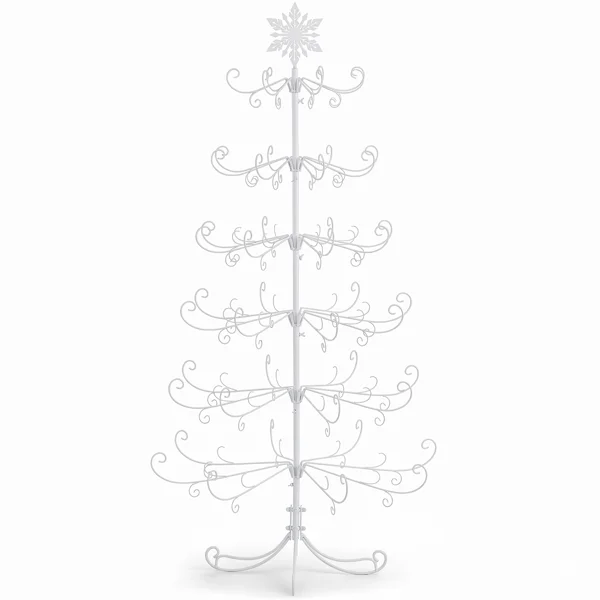 6ft White PVC Metal Artificial Christmas Tree with Snowflake Topper, No Extra Ornaments, Daily Decor Tree view 2