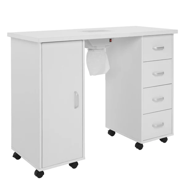 [Same code 64112382]MDF Single Door 4 Drawers With Fan White Nail Table view 2