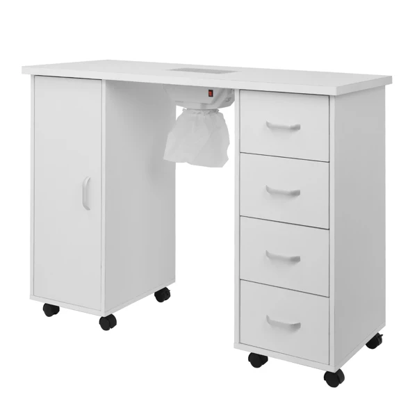 [Same code 64112382]MDF Single Door 4 Drawers With Fan White Nail Table view 3