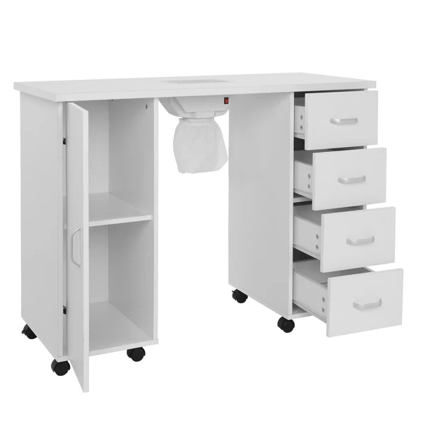 [Same code 64112382]MDF Single Door 4 Drawers With Fan White Nail Table view 5
