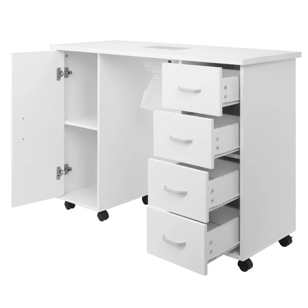 [Same code 64112382]MDF Single Door 4 Drawers With Fan White Nail Table view 6