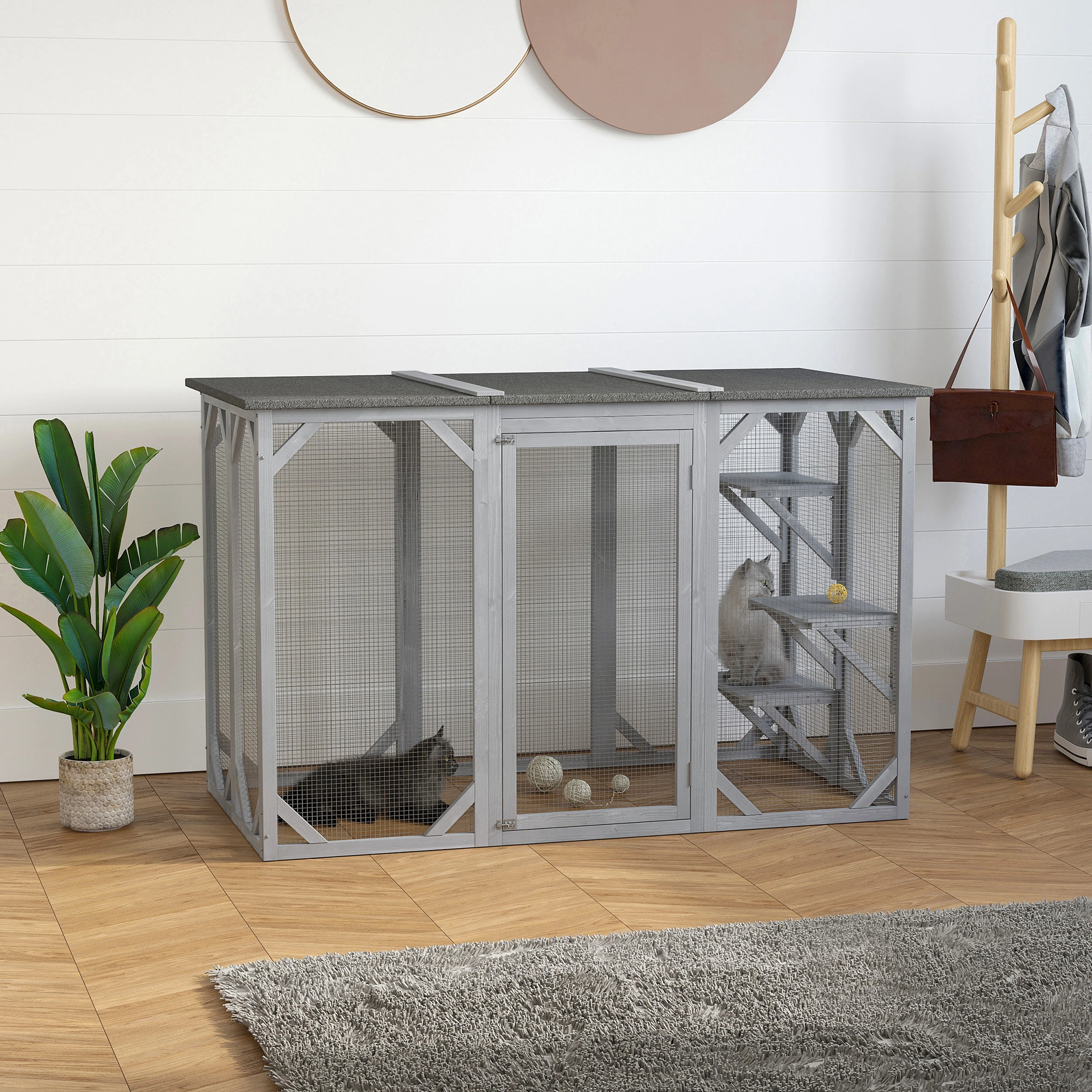 Cat Play Tunnel & Cage - Foldable Pet Tunnel for Cats, Durable Fabric Play Tube with Side Windows, Indoor/Outdoor Pet Activity Toy
