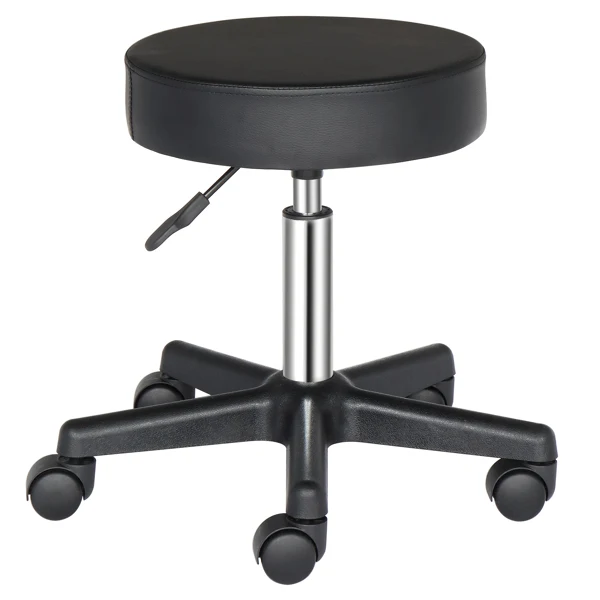 Round Stool Plastic Arch Feet Rotation Bar Stool Black view 2