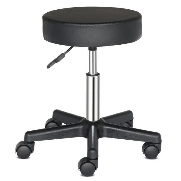 Round Stool Plastic Arch Feet Rotation Bar Stool Black view 3