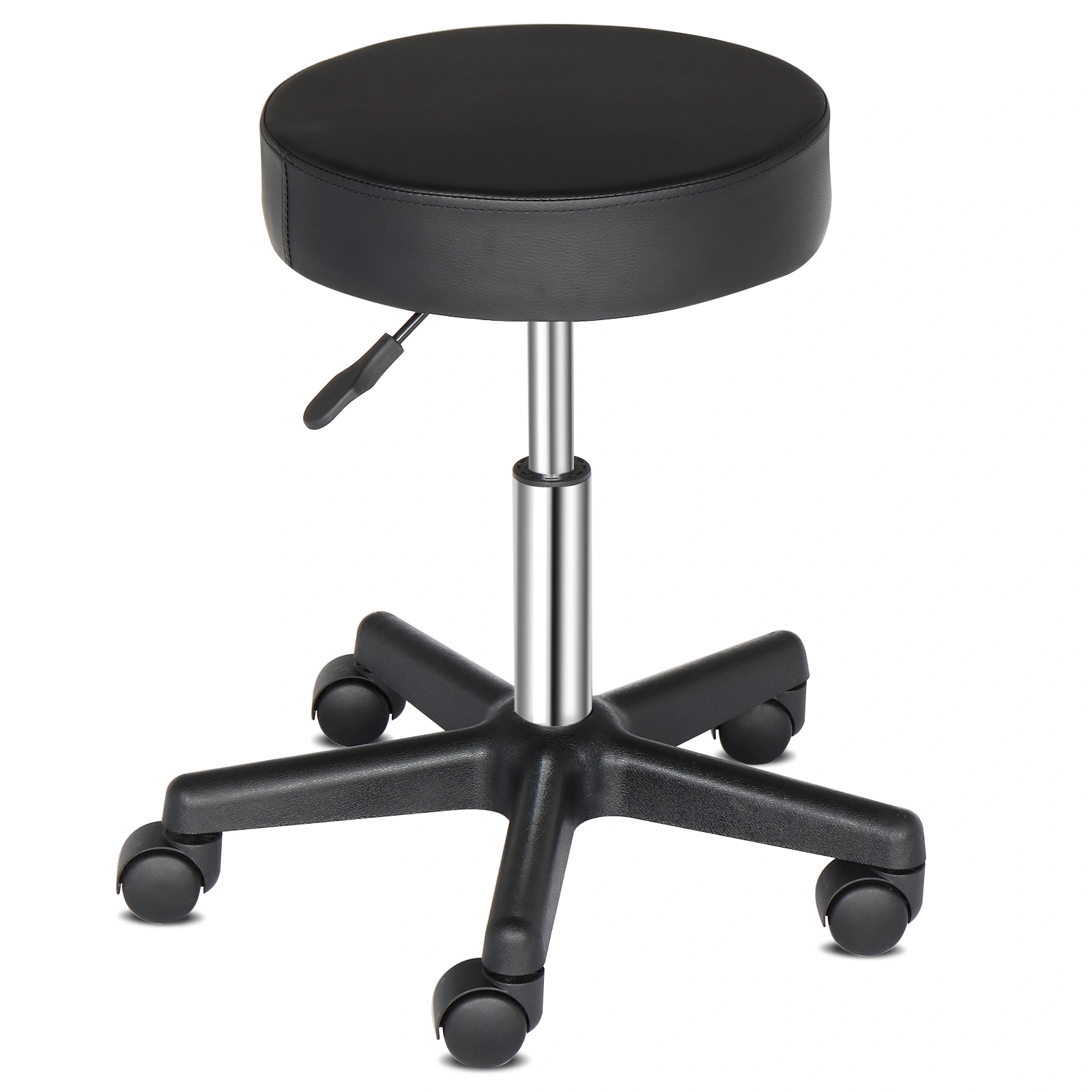 Round Plastic Bar Stool with Arch Feet, Rotation Swivel Seat, Black