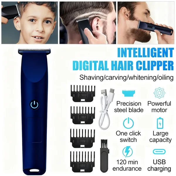 Men Pro Electric Hair Clippers Beard Trimmer Cutting Barber Shaving Machine Blue view 4