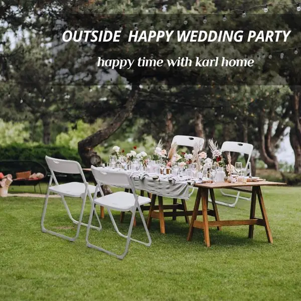 6 Pack Plastic Folding Chairs, Stackable Commercial Chairs, Portable Event Seats Indoor Outdoor for Home Event Party Picnic School Wedding, White view 4