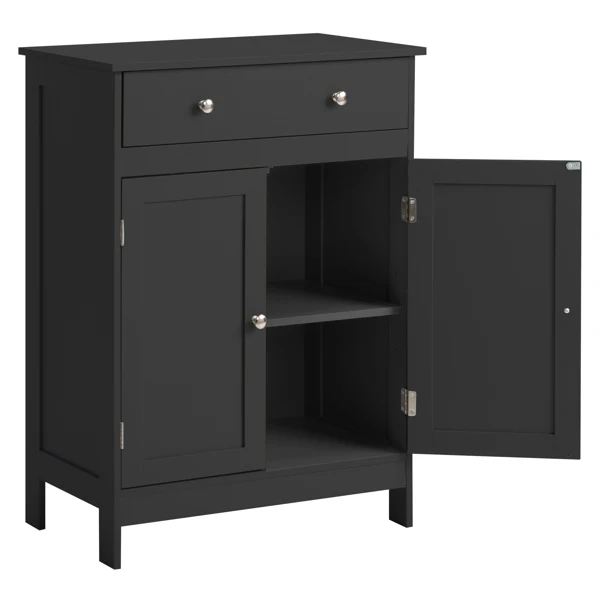 Black particleboard with melamine veneer, 60*30*80cm, double doors, single drawer, bathroom vanity view 3