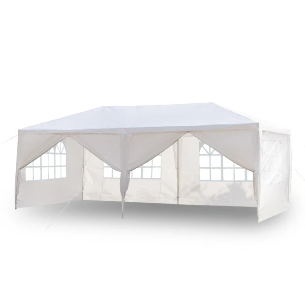 10'x20' Outdoor Party Tent with 6 Removable Sidewalls, Waterproof Canopy Patio Wedding Gazebo, White view 3