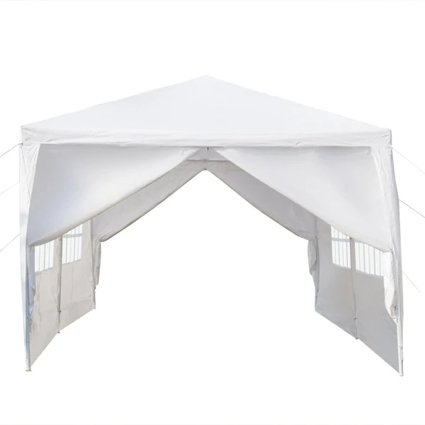 10'x20' Outdoor Party Tent with 6 Removable Sidewalls, Waterproof Canopy Patio Wedding Gazebo, White view 4