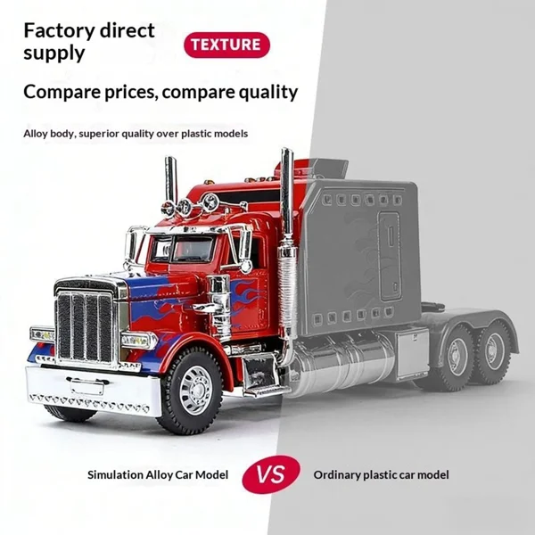 Semi Truck Toys for Boy Heavy Trucks,Metal Diecast Trucks Model Pull Back Cars with Light and Sound,Truck and Trailer Toys for Boys,Toy Trucks for Boys Age 4-8 view 2