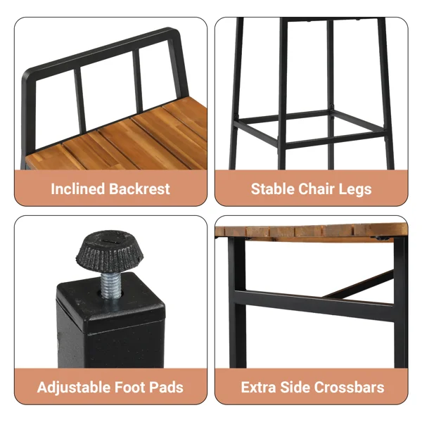 5-Piece Acacia Wood Garden Table and Chair Set view 2