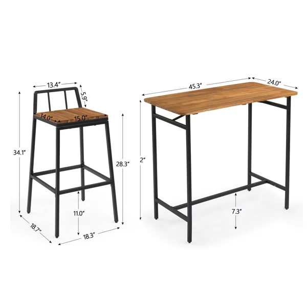 5-Piece Acacia Wood Garden Table and Chair Set view 5