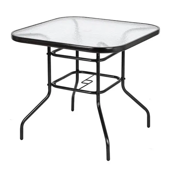 Outdoor Dining Table Square Toughened Glass Table Yard Garden Glass Table view 2