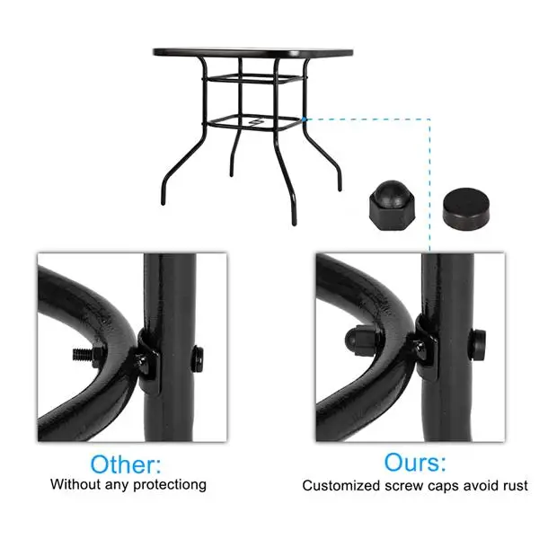 Outdoor Dining Table Square Toughened Glass Table Yard Garden Glass Table view 4