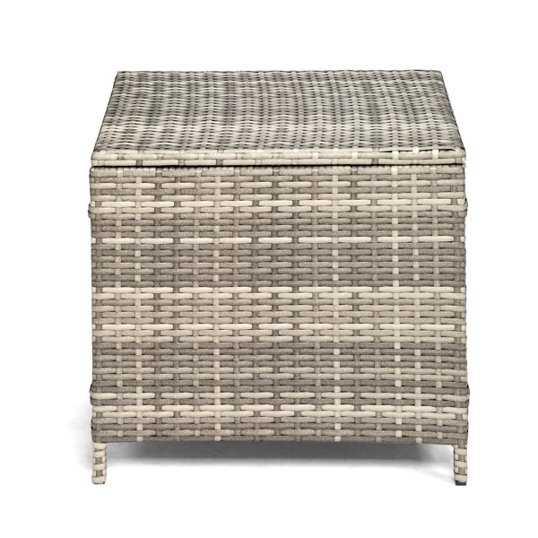 [Replace old code: 10044235]Outdoor PE Wicker Side Table with Storage, Patio Rattan End Table Square Container for Furniture Covers, Toys and Gardening Tools, Grey view 5
