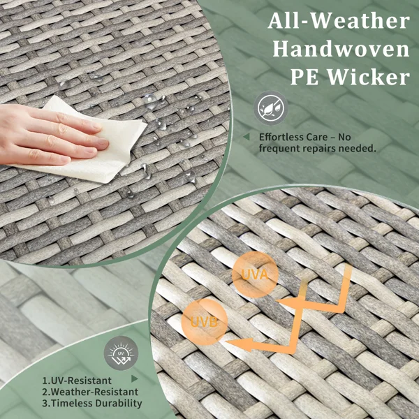 [Replace old code: 10044235]Outdoor PE Wicker Side Table with Storage, Patio Rattan End Table Square Container for Furniture Covers, Toys and Gardening Tools, Grey view 6