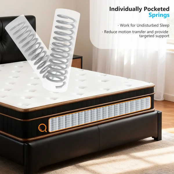 12 Inch Full Mattress, Innerspring Mattress with Black Gold Trim & White Cover - Medium Firm Support, Cooling Breathable Design for Bedroom, Guest Room & Family Use view 5