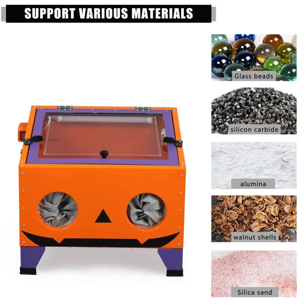 25 Gallon Bench Top Air Sandblasting Cabinet Sandblaster Blast Large Cabinet Orange view 6