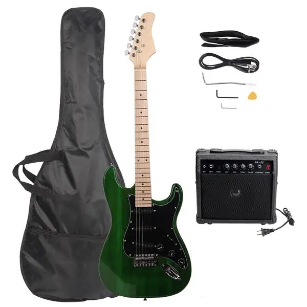 ST Stylish Electric Guitar with Black Pickguard Green view 2