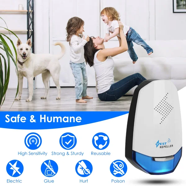 2 Pcs Ultrasonic Pest Repeller with Night light Plug In Pest Mice Repellent Indoor Roach Bed Bug Mouse Rodent Mosquito Killer for Bedroom Garage Warehouse Office view 5