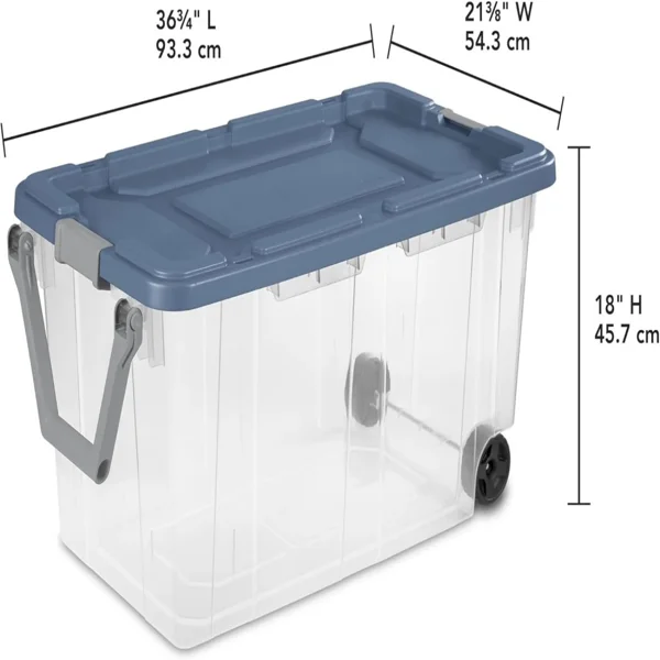 160 Quart Durable Clear Storage Container with Latching Lid and Pull Handle, Blue, 2 Pack (Shipment from Walmart) view 4