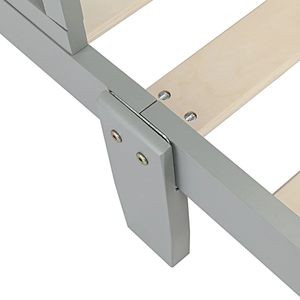 Wooden Baby Toddler Bed Children Bedroom Furniture with Safety Guardrails Gray view 4