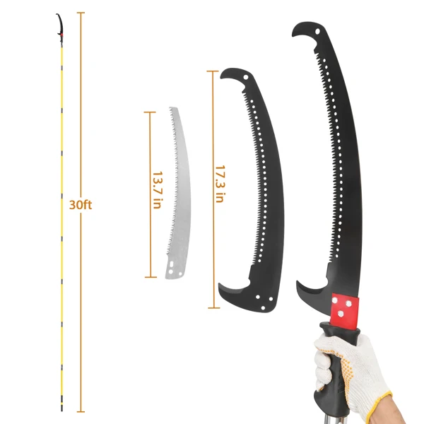 24ft Manual Pole Saw, Lightweight Tree Trimmers Long Handle Pruner Set, Sharp Steel Blade and Scissors Pole Saw for Trimming Palm, Pear Tree, Fir Tree, Other High Trees and Shrubs view 5