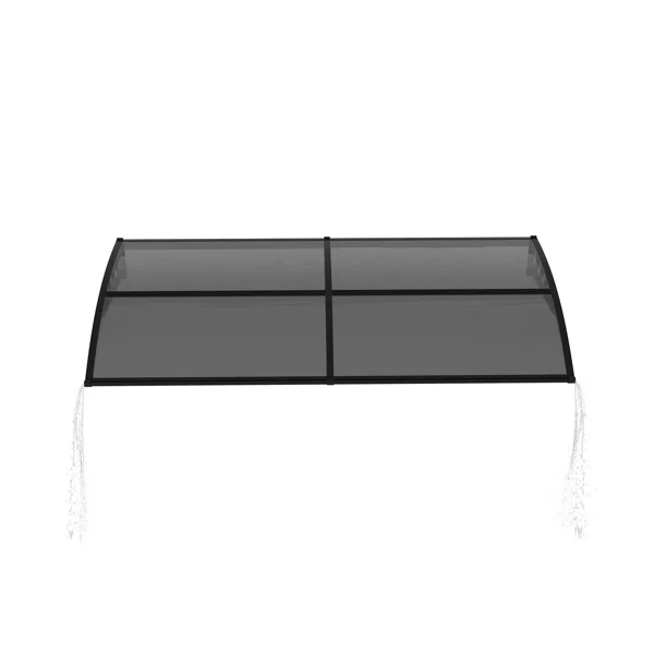Awning for Door Entrance with Drainage Sink, 40x80 Inch Window Canopy Exterior, UV Rain Snow Protection for House Porch Patio Deck, Black Bracket & Brown Board