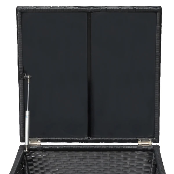 Outdoor PE Wicker Side Table with Storage, Small Patio Storage Bin Container for Hose Cushion Towel, Black view 4