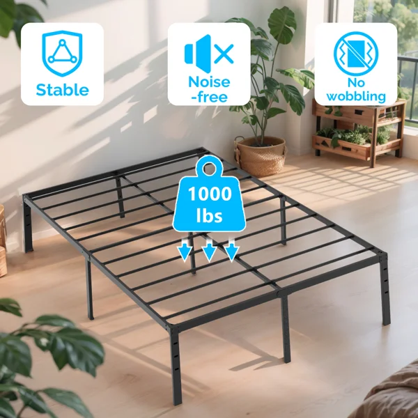 Black Full Size Simple Basic Platform Metal Bed Frame - 14 Inch Bed Height view 6