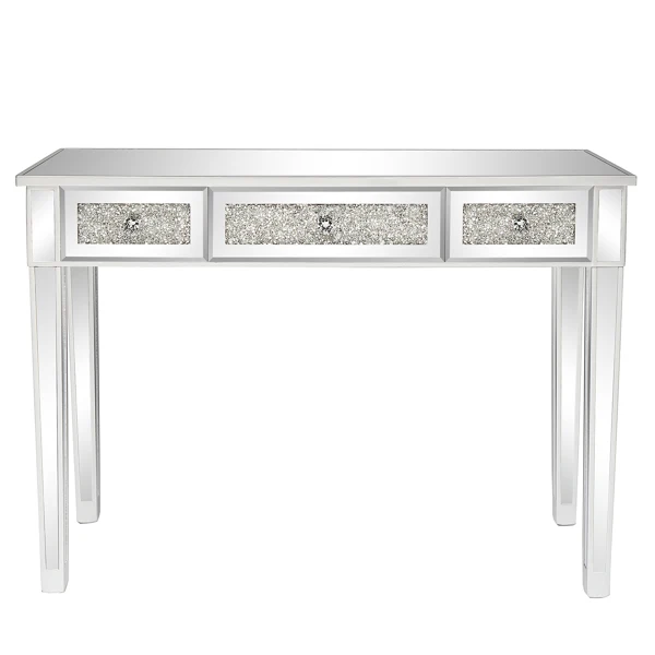 FCH Silver MDF Mirror Surface Broken Glass Three Pumping Computer Desk