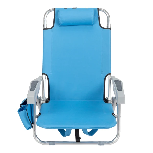 [Same Code:56766889]63*65*82cm Short Oxford Cloth Silver White Aluminum Tube Bearing 100kg Beach Chair Blue view 2