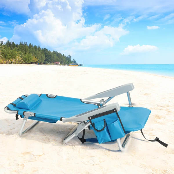 [Same Code:56766889]63*65*82cm Short Oxford Cloth Silver White Aluminum Tube Bearing 100kg Beach Chair Blue view 5