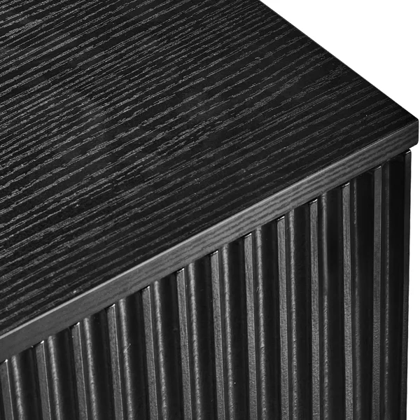 Handleless Grille-Finished 3-Drawer Bedside Table P2 Particleboard + MDF & Melamine Veneer + Thermoformed Drawer Cabinet 23.62*12.99*22.05in Black view 6