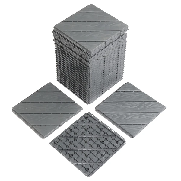 Plastic Interlocking Deck Tiles, 27 Pack, 11.8"x11.8" Waterproof Flooring Tiles for Indoor and Outdoor, Patio Floor Decking Tiles for Porch Poolside Balcony Backyard, Dark Grey
