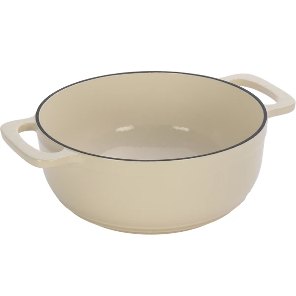 Cast iron 7.5QT cooking pot - Ceramic white - Includes two silicone gloves - Enamel pot view 2
