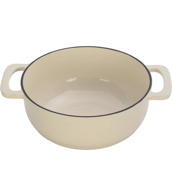 Cast iron 7.5QT cooking pot - Ceramic white - Includes two silicone gloves - Enamel pot view 3