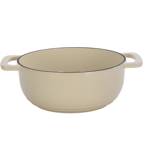Cast iron 7.5QT cooking pot - Ceramic white - Includes two silicone gloves - Enamel pot view 4