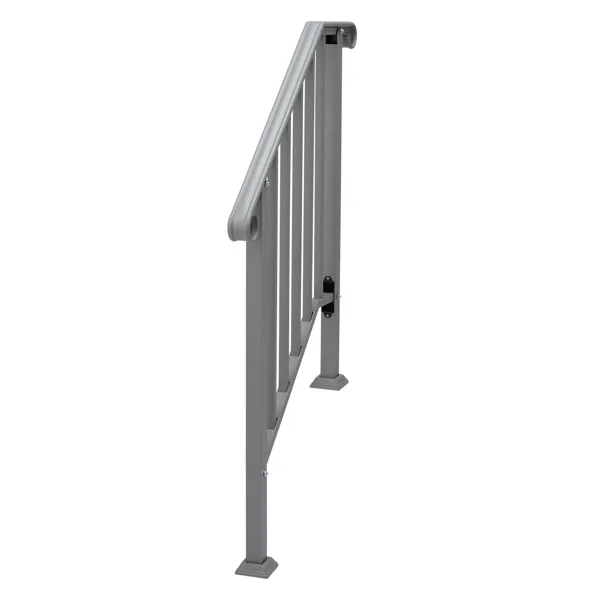 Silver Outdoor 2-Step Iron Handrail view 2