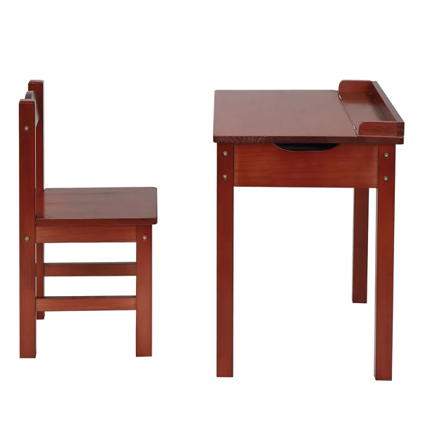 Flip Top Kids Table and Chair Set, Wood Activity Table Set with Storage Space for Arts Crafts, Dark Coffee view 3