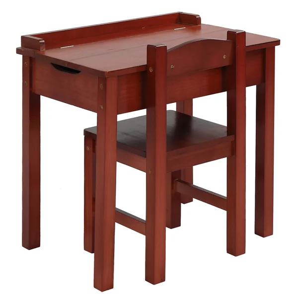 Flip Top Kids Table and Chair Set, Wood Activity Table Set with Storage Space for Arts Crafts, Dark Coffee view 6