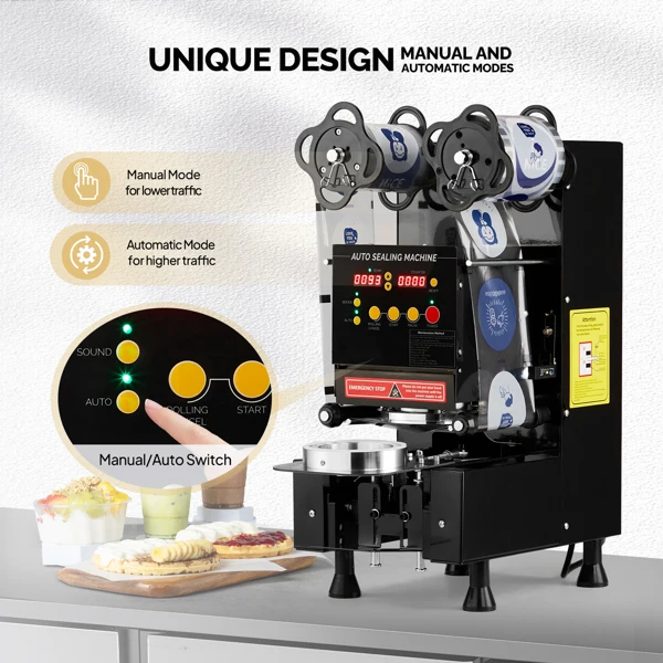 Cup Sealing Machine, Full Automatic Cup Sealer Machine 88/89/90/95mm, Electric Boba Cup Sealing Machine 500-600 Cups/H with LCD Control Panel for Bubble Milk Tea view 4