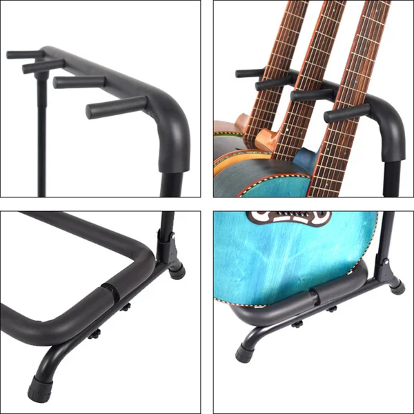 3-Slot Guitar Holder Rack Stand Black view 3