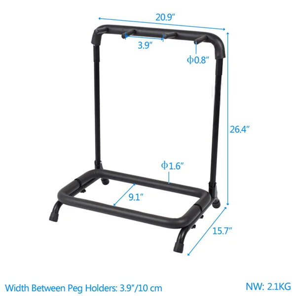 3-Slot Guitar Holder Rack Stand Black view 6